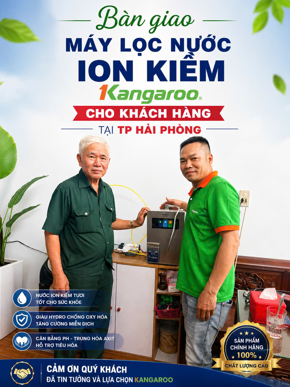 Kangaroo bàn giao máy lọc nước cho khách hàng